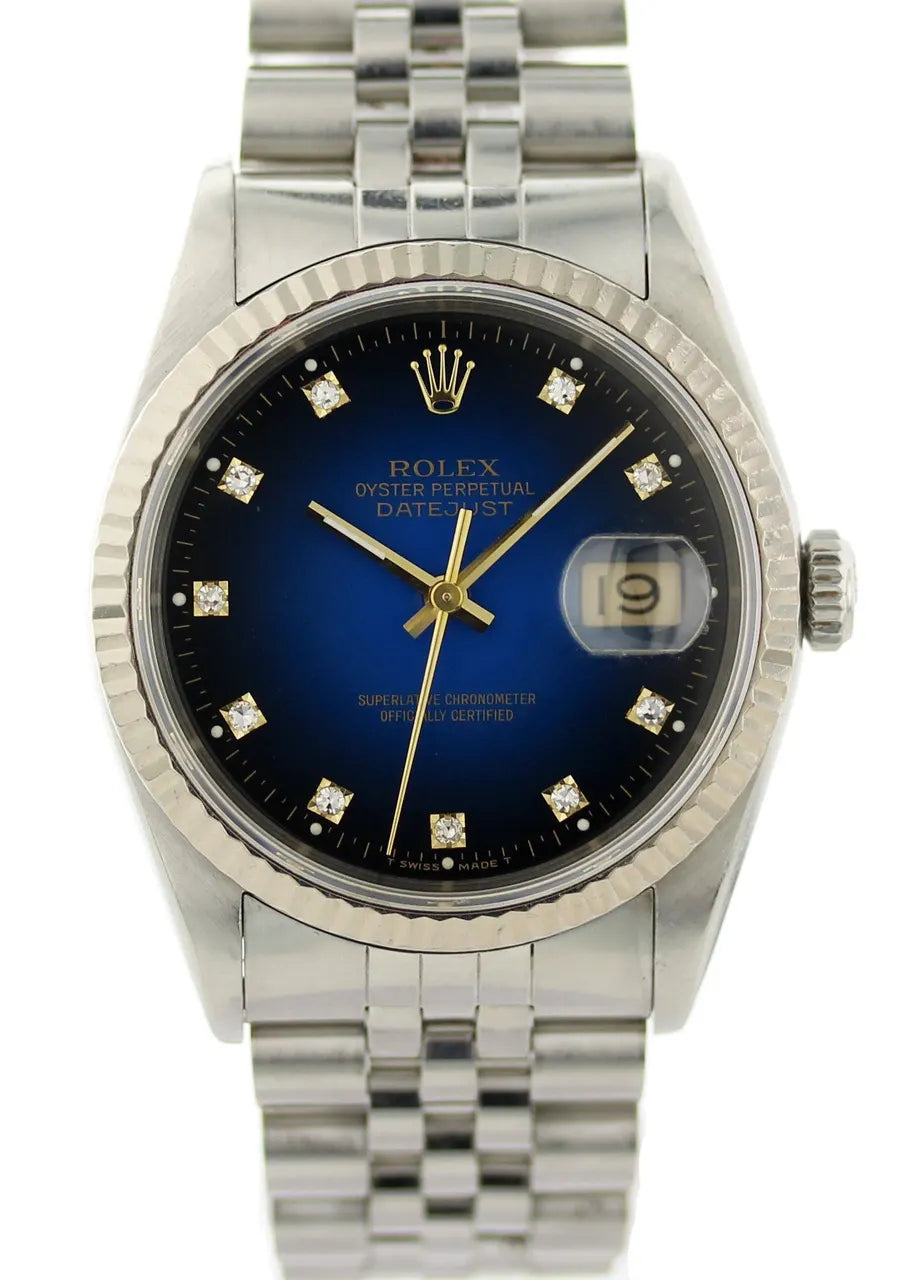 stainless Rolex Datejust Blue Diamond Dial - Hình 2